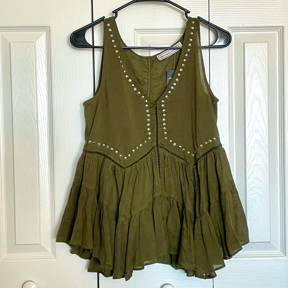 A & F Olive Green boho sleeveless shirt